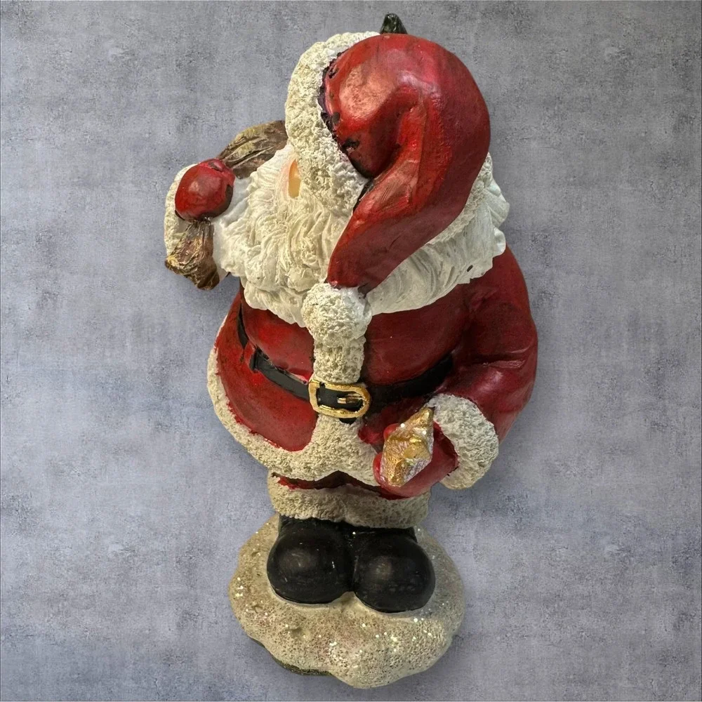 Transpac Small Jolly Santa Claus Figurine with‎ Gift Sack Christmas Decor - Picture 5 of 7
